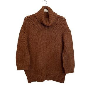 Vintage J. Crew Brown Lambswool Angora Blend Knit Sweater Cowl Neck Size M